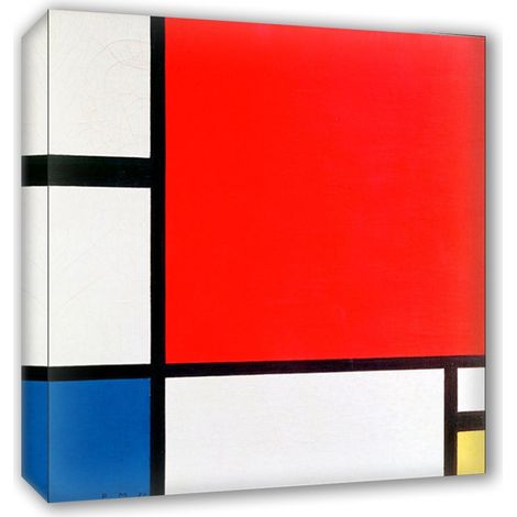 Lupia - Quadro su Tela il Meglio dell'Arte, 80x80 cm COMPOSITION II - MONDRIAN, Riproduzione d'Arte su Tela, Montato su Telaio in Legno 3 cm, Made in Italy (1/4)
