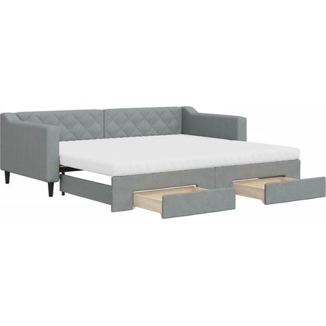 Maison Exclusive - Divano Letto Estraibile Cassetti Grigio Chiaro 90x200cm Tessuto