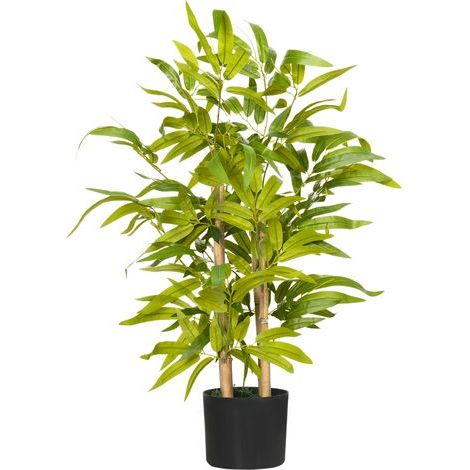 Pianta di bambù artificiale, alta 60 cm - tronco, rami, licheni e foglie realistici, vaso incluso. (1/5)