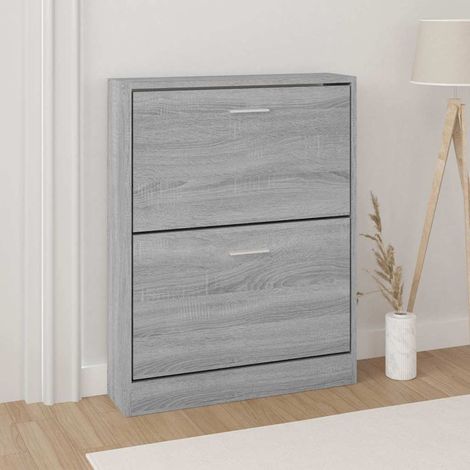 vidaXL Zapatero madera contrachapada gris Sonoma 59x17x81 cm (1/5)