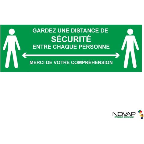 Panneau Garder une distance de sécurité - Vert - spécial sol - 450x150 mm - 4007601