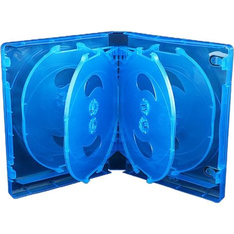 Caja para CD, paquete de 10 unidades, estuche de plástico de doble cara para CD, estuche para CD de coche, estuche grueso para DVD, azul