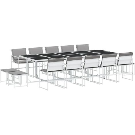 Maison Exclusive - Set da Pranzo da Giardino 15 pz con Cuscini Bianco in Textilene