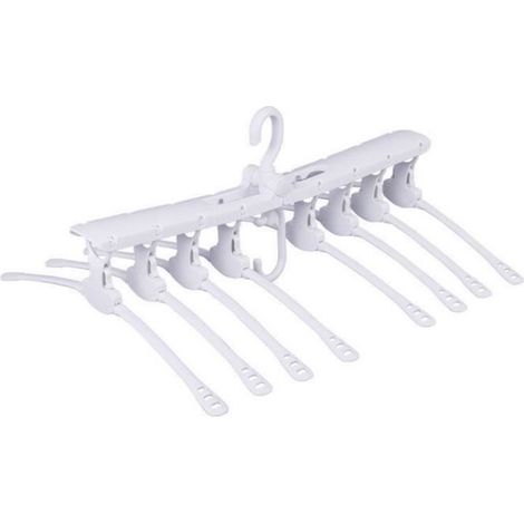 8 en 1 cintre vêtement Cintre pour dressing gain de plac chemise Robe blanc porte-cintre Séchoir linge rack de séchage Cintre linge (1/4)