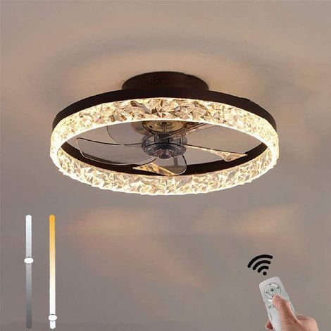 Ventilateur de plafond avec lumière, télécommande, vitesse du vent réglable LED 30W chandelier ventilateur silencieux 50cm pour salle à manger salon chambre à coucher - Noir (1/5)
