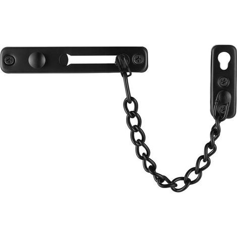 Black door chain, stainless steel door protector with spring - Qty-AquaForge (1/5)