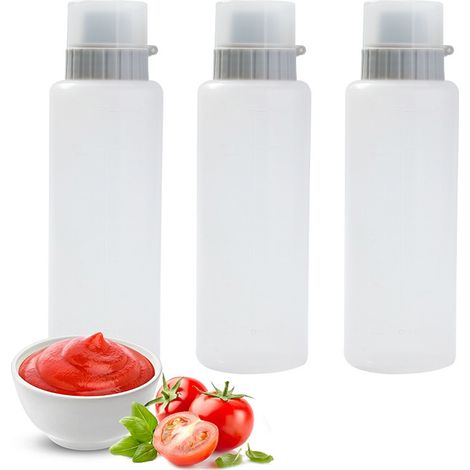Flacon Souple - 350 ml - 5 Trous - Pour Condiments Huile Sauce Ketchup Mayonnaise - Lot de 3 (1/5)
