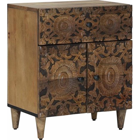 vidaXL  Bed cabinet  with Drawer Brown 50 x 33 x 60 cm Solid Mango Wood