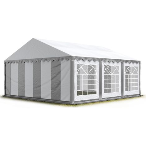 TOOLPORT Carpa para fiestas carpa de fiesta 5x6 m carpa de pabellón de jardín lona PVC 700 N en gris-blanco impermeable