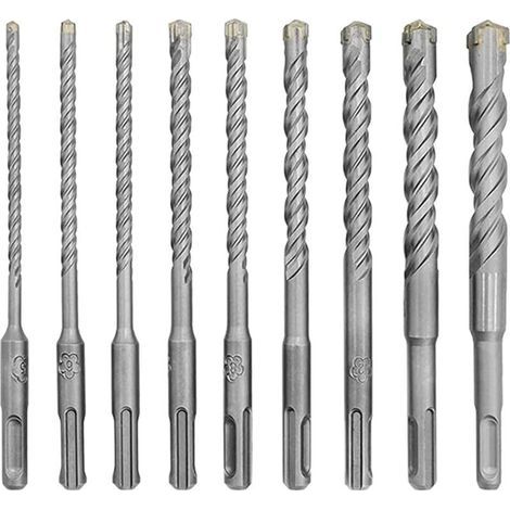 Ensemble de 9 forets à percussion électriques de 5 à 16 mm pour murs en béton, briques, parpaings, maçonnerie, scie cloche, outil de travail du bois (1/5)