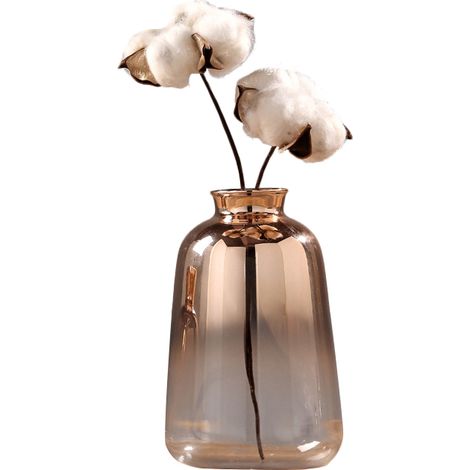 Vase Verre - Doré À L'Or Fin - Pour Fleurs Fraîches Ou Séchées - Décoration Intérieure Salon Cuisine Bureau - Lot De 1 (1/5)