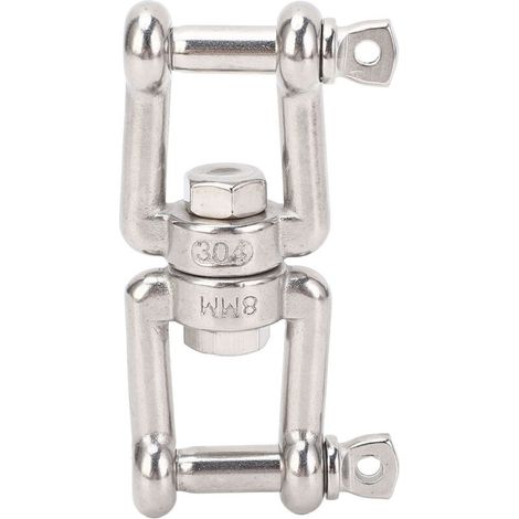 Manille pivotante à double extrémité en acier inoxydable, connecteur d'anneau en forme de 8, dispositif marin pour navires, bateau, yacht 8 mm, charge : 300 kg/661,38 lb (1/5)