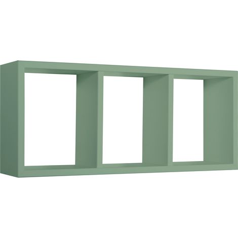 Mensola Rettangolare 3 Scomparti da Parete 70x30x15.5 cm in Fibra di Legno Tristano Verde Acqua Marina (1/5)