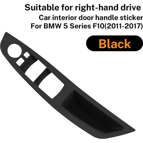 (Noir, conduite à droite - pour Série 5 F10) Convient aux BMW Série 5 F10 F11 520i 520D 523i 525i 528i 530i (2010-2017) - Plaque de poignée de porte intérieure décorative en fibre de carbone ABS (1/4)