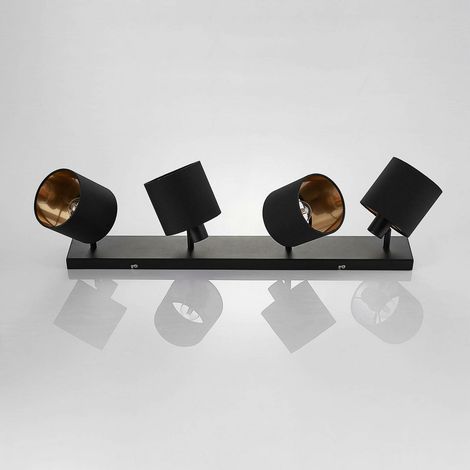 [NEUWERTIG] B-Ware Lindby Stoff Deckenlampe Vasilia Deckenlampe Lampe 4 Flammig E14 Schwarz Gold181