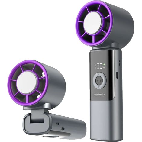Ventilador portátil de mano, batería recargable, funcionamiento silencioso, 1 unidad, color gris. (1/2)