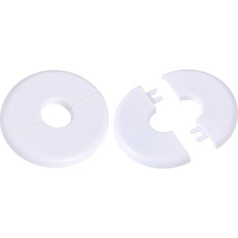 2 x Split Wall Flanges, ABS Round Patch Plate Plumbing Cover Plates for 23 mm Diameter Pipe Tap Decoration Accessories (White) (1/5)