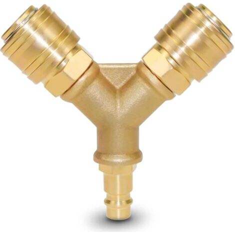 Compressore per tubo dell'aria, connettore per aria compressa a 3 vie con 3 raccordi, connettore per tubo filettato da 1/4", distributore di aria compressa in ottone, distributore d'aria a forma di Y (1/4)