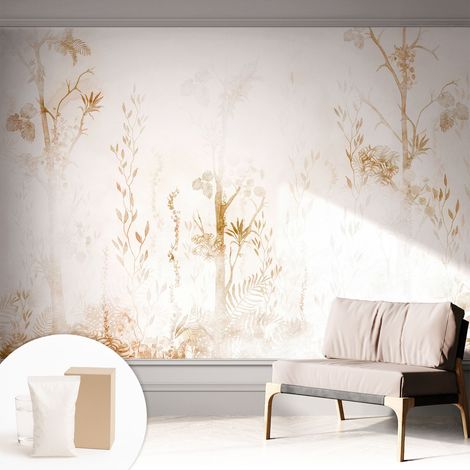 Papier peint intissé mural avec imprimé motifs décoratifs - style contemporain - Colle incluse gratuite Élégance botanique 312x219 cm (1/5)