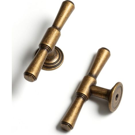 Antike Messing-Möbelgriffe – Vintage-Schubladenknöpfe mit einem Loch, geeignet für Küche, Bad und andere Möbel, Zinklegierung (5 Stück, Antikmessing-Finish)