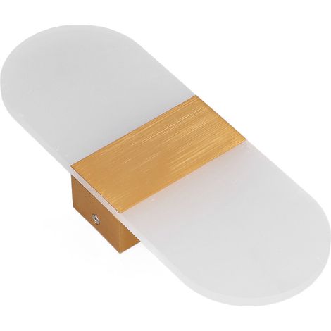 Lampadaire murale LED en acrylique forme de touches de piano, éclairage haut et bas, profilé aluminium, chambre salon restaurant hôtel couloir (90-265V, lumière chaude, brossé doré) (1/5)