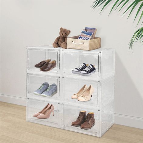 Shoe Storage Boxes, 6 Pack, 45 x 31 x 18 cm, Clear (1/5)