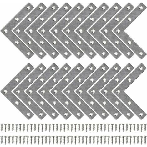 Nazalus-Hot Sale-Befestigungshalterung, flache gerade Halterung, L-förmige Metallhalterungen mit Schrauben für Holzmöbel, Schrankreparaturhalterung, 80 80 mm, 20 Stück