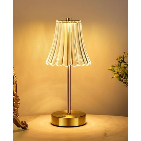 Lampe de Table Sans fil Rechargeable 5200 mAh Lampe de Chevet Sans fil Avec 3 Options de Couleur Batterie Intégrée et un Dimmable Continu Lampe de Chevet Tactile USB Pour Chevet Chambre et Salon (1/5)