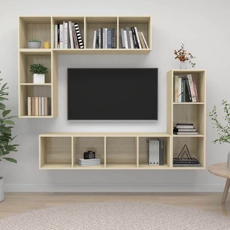 vidaXL 4 Piece TV Cabinet Set Sonoma Oak Engineered Wood (1/5)