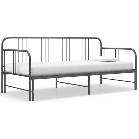 Ausziehsofa Bettgestell Grau Metall 90x200 cm