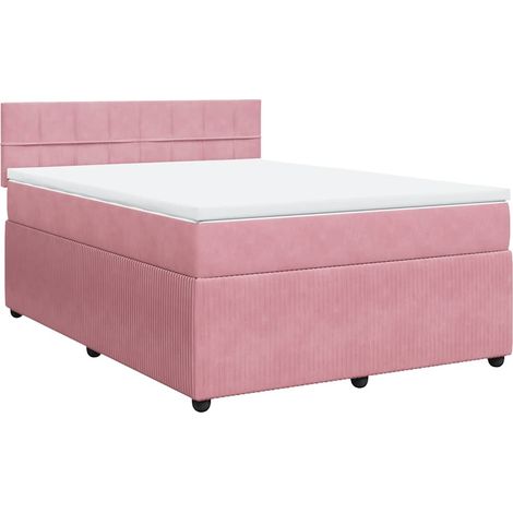 Maison Exclusive - Giroletto a Molle con Materasso Rosa 140x200 cm in Velluto (1/5)