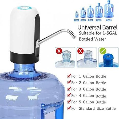 Distributeur d'eau - - Pompe Charge USB Amovible - Blanc - Acier Inoxydable 304 - Sans BPA (1/4)