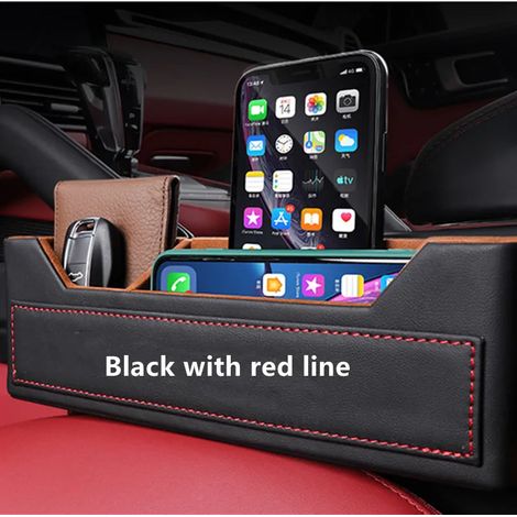 (Ligne noire et rouge) Boîte de rangement pour l'espace entre les sièges de voiture, sac organisateur, étui de remplissage pour Porsche Macan Cayenne Panamera 718 911 Accessoires intérieurs (1/5)