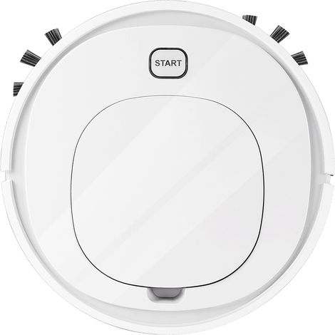 Aspirateur robot intelligent avec lingette de nettoyage, ramasseur de poussière, batterie intégrée et chargement USB. (1/3)