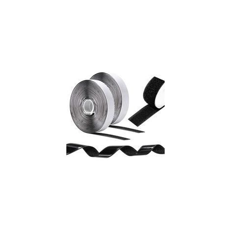 Scratch Autocollant Double Face 10 m x 20 mm, Bande Scratch Adhésive Puissant, Scratch Autocollant Rubans pour Cadres de Photos, Moustiquaires, Tapis, Bricolage - Noir (1/5)