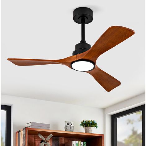 Ventilador de techo LED con mando negro nogal OKMYHOME (1/5)