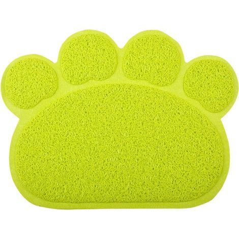 Katzenstreumatte – Katzenaccessoire – Pfotenabdruckform, streusicher, weiche Oberfläche, wasserdicht, für Zuhause, limettengrün, 40 x 30 cm
