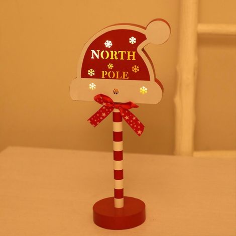 Letreros de decoración navideña LED, letreros de madera con la inscripción "Santa Claus, deténgase aquí" para exteriores, jardín, césped, patio y camino. (1/5)