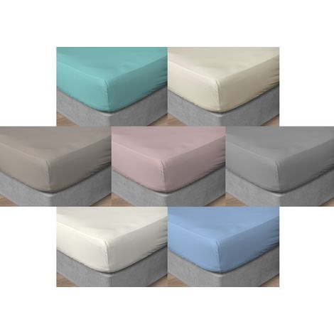 Lenzuola Sotto Con Angoli In 100% Cotone Percalle In Tinta Unita, misura1 PiazzacoloreBeige