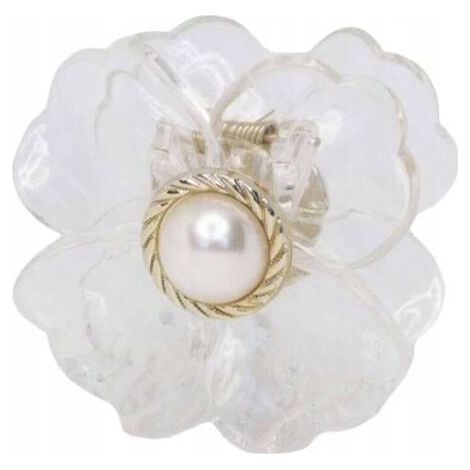 Ecarla Haarspange mit Blume und Perle, farblos SP271 (1/3)