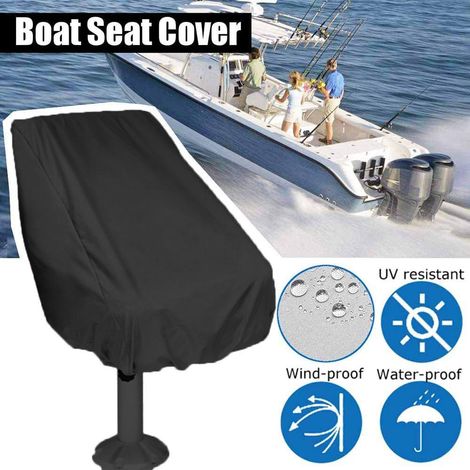 Housse de siège pilote pour bateau 56x61x64 cm noire, protection anti-poussière et intempéries, couverture résistante pour siège marin contre soleil pluie vent et usage extérieur (1/5)