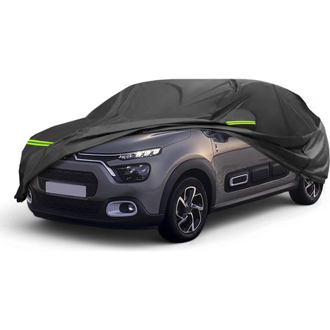 Housse Voiture pour C3 II/III 2017-2023 1pc Noir Noir, 210D-PU, Imperméable, Coupe-Vent, Protection Solaire, Toutes Saisons, Fermeture Éclair Conducteur (1/5)
