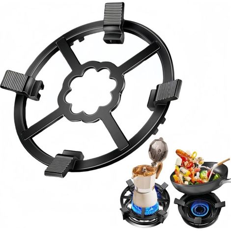 Cast iron wok support ring for moka pots, 2-in-1 gas reducer, stovetop support for woks, small pots, coffee makers, gas stove reducer supports (1/5)