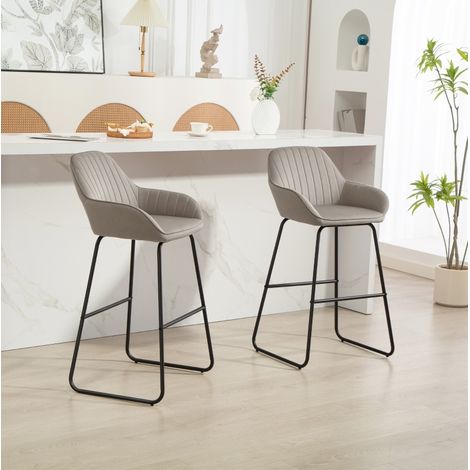 Barhocker-Set (2er) aus Stoff, Schaumstoffpolsterung, Metallbeine, grau HAVRYA (1/4)