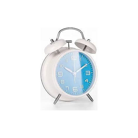 MINKUROW Sveglia Ad Alto Volume Per Chi Ha Il Sonno Profondo Sveglia Retrò A Doppia Campana Da 4 Pollici Bianca E Blu (1/5)