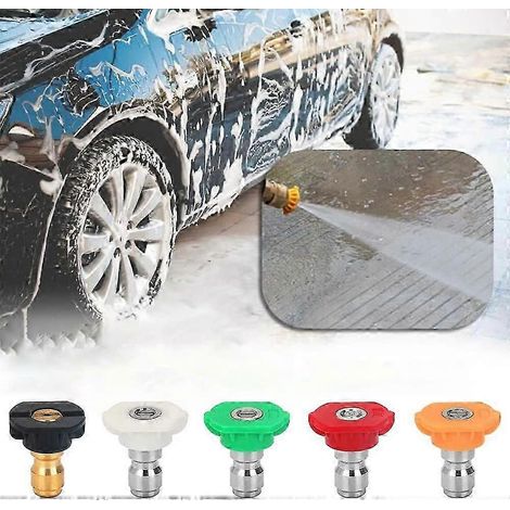 Buses de lave-glace, buses haute pression à dégagement rapide de 1/4 pouce, DUS-025, multi-angles, 4000 PSI, paquet de 5 pour le nettoyage de voiture. (1/5)