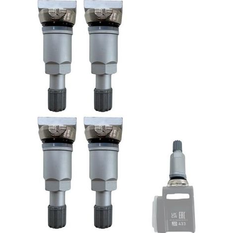 Kit riparazione TPMS - A0004001300 - Valvola in alluminio argento - 4 pezzi - Per cerchi in acciaio/alluminio