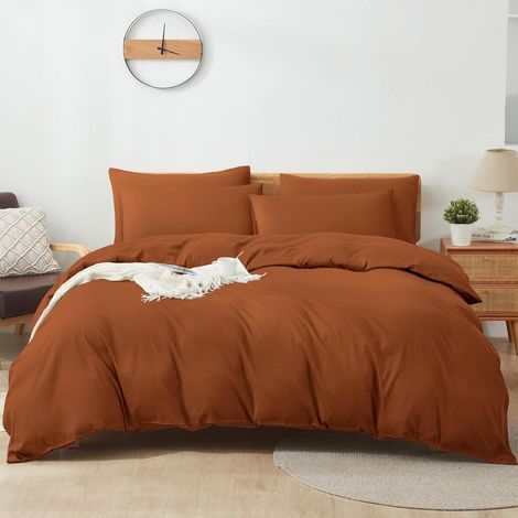 Bettwäsche-Set 135x200cm Baumwolle Orange, atmungsaktiv, hypoallergen, mit Reißverschluss