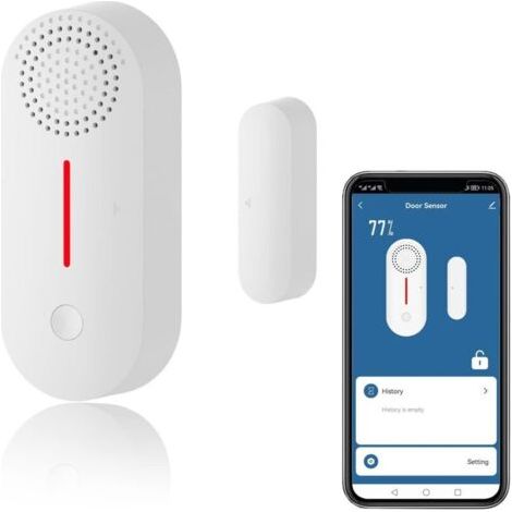 Capteur de porte intelligent, alarme sans fil pour portes et fenêtres, capteur de contact WiFi, notifications via application (1/4)