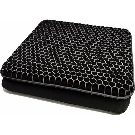 Gelkissen – 42 x 36 x 3,8 cm – Für Bürostuhl, Autositz, Rollstuhl – Schwarz – 1 Stück (1/5)
